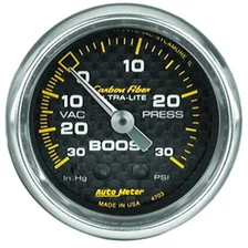 GAUGE; VAC/BOOST; 2 1/16in.; 30INHG-30PSI; MECHANICAL; CARBON FIBER image 1