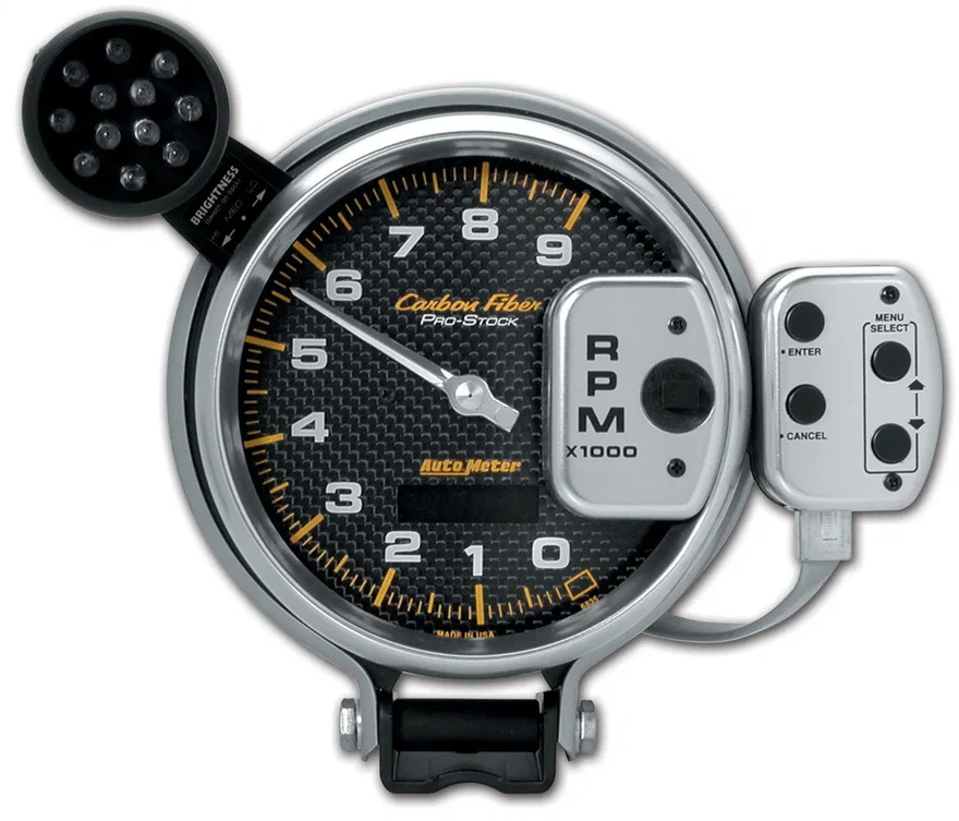 GAUGE; TACH; 5in.; 9K RPM; PRO-STOCK PEDESTAL W/SUPER LITE/PK MEM; CARBON FIBER