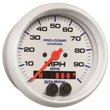 GAUGE; SPEEDOMETER; 3 3/8in.; 100MPH; GPS; MARINE WHITE image 3
