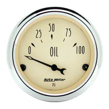 GAUGE; OIL PRESS; 2 1/16in.; 100PSI; ELEC; ANTIQUE BEIGE image 1