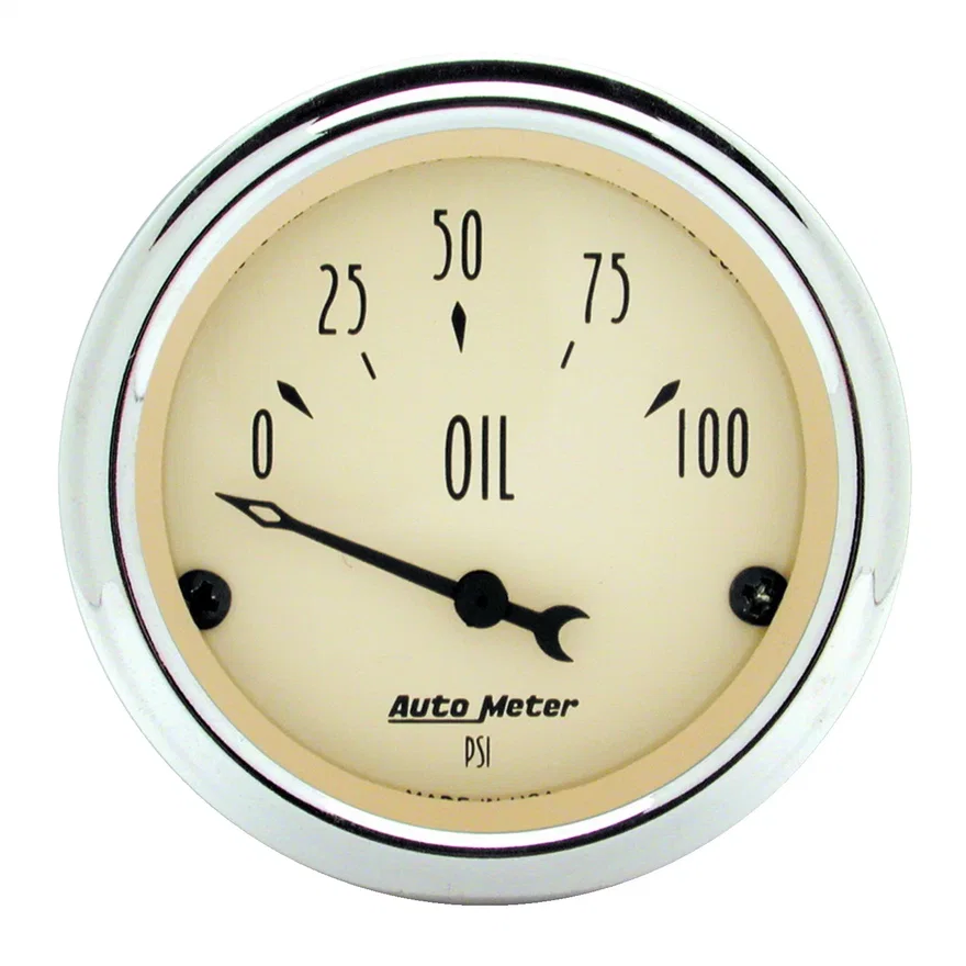 GAUGE; OIL PRESS; 2 1/16in.; 100PSI; ELEC; ANTIQUE BEIGE