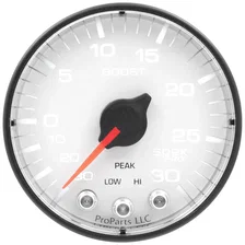GAUGE; VAC/BOOST; 2 1/16in.; 30INHG-30PSI; STEPPER MOTOR W/PK/WRN; WHT/BLK; SPEK image 2