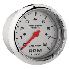 GAUGE; TACHOMETER; 3 3/8in.; 8K RPM; MARINE CHROME image 3