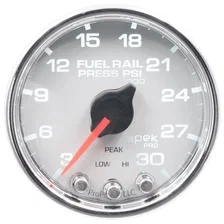 GAUGE; RAIL PRESS; 2 1/16in.; 30KPSI; STEPPER MOTOR W/PEAK/WARN; WHT/CHRM; SPEK image 2