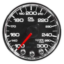 GAUGE; OIL TEMP; 2 1/16in.; 300deg.F; STEPPER MOTOR W/PEAK/WARN; BLK/CHRM; SPEK- image 2