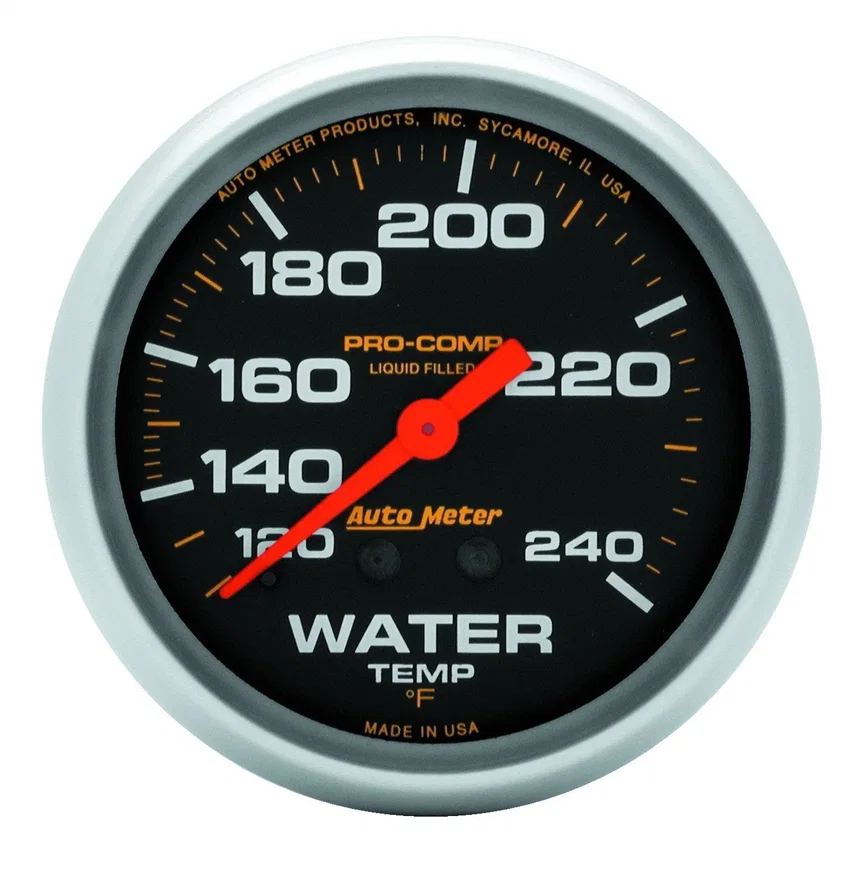 GAUGE; WATER TEMP; 2 5/8in.; 120-240deg.F; LIQUID FILLED MECH; 12FT.; PRO-COMP