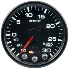 GAUGE; VAC/BOOST; 2 1/16in.; 30INHG-30PSI; STEPPER MOTOR W/PK/WRN; BLK/BLK; SPEK image 2