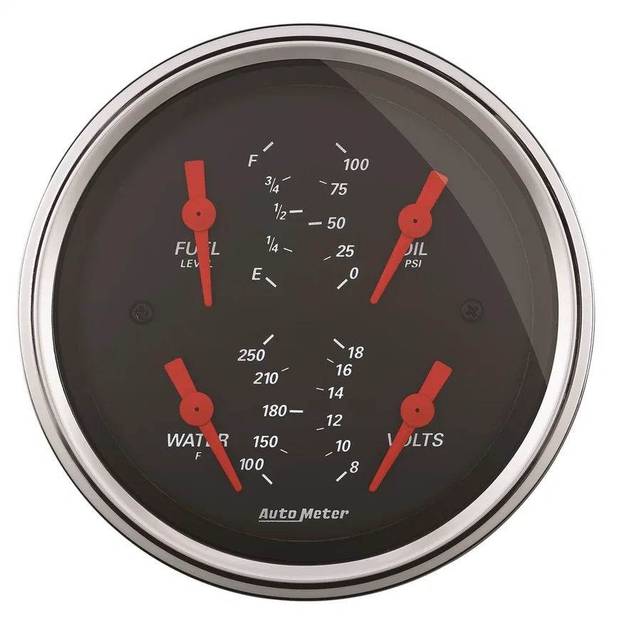 GAUGE; QUAD; 3 3/8in.; 0OE-90OF; ELEC; DESIGNER BLACK