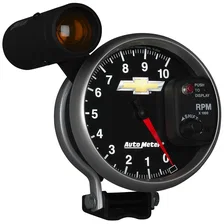 GAUGE; TACH; 5in.; 10K RPM; PEDESTAL W/EXT. SHIFT-LITE; CHEVY GOLD BOWTIE image 6