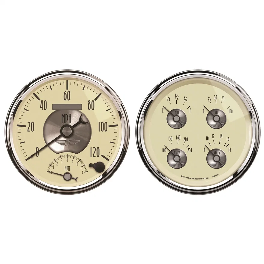 GAUGE KIT; 2 PC.; QUAD/TACH/SPEEDO; 5in.; PRESTIGE ANTQ. IVORY