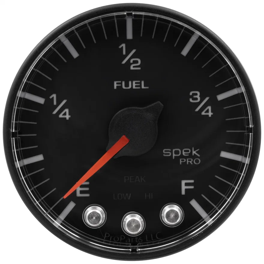 GAUGE; FUEL LEVEL; 2 1/16in.; 0-270O PROGRAMMABLE; BLK/BLK; SPEK-PRO
