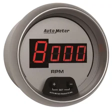 GAUGE; TACH; 3 3/8in.; 10K RPM; IN-DASH; DIGITAL; SILVER DIAL W/RED LED image 3