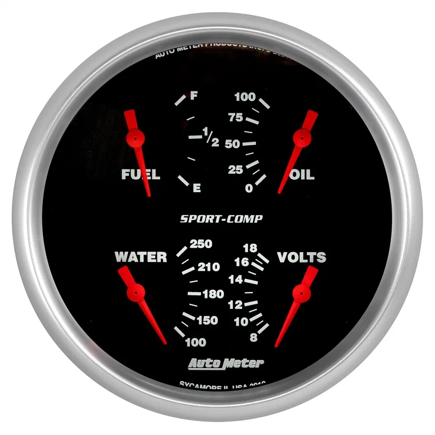 GAUGE; QUAD; 5in.; 0OE-90OF; ELEC; SPORT-COMP
