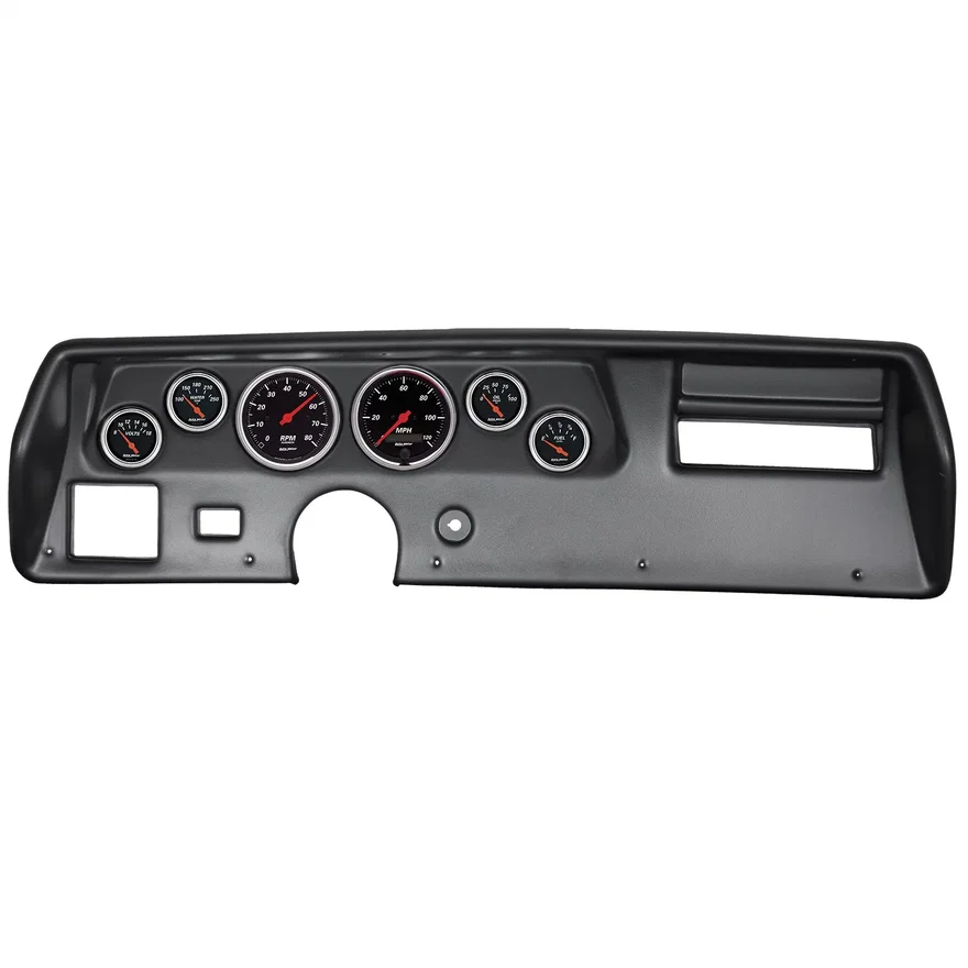 DIRECT FIT DASH KIT; CHEVELLE/ELCAMINO/MALIBU 70-72; RPM/MPH/FUEL/OILP/WTMP/VOLT for Chevrolet