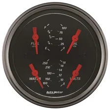GAUGE; QUAD; 3 3/8in.; 0OE-90OF; ELEC; DESIGNER BLACK image 2