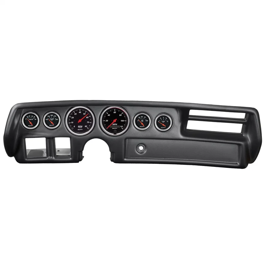 DIRECT FIT DASH KIT; CHEVELLESS/ELCAMINO/MONTE 70-72; RPM/MPH/FUEL/OILP/WTMP/BAT for Chevrolet