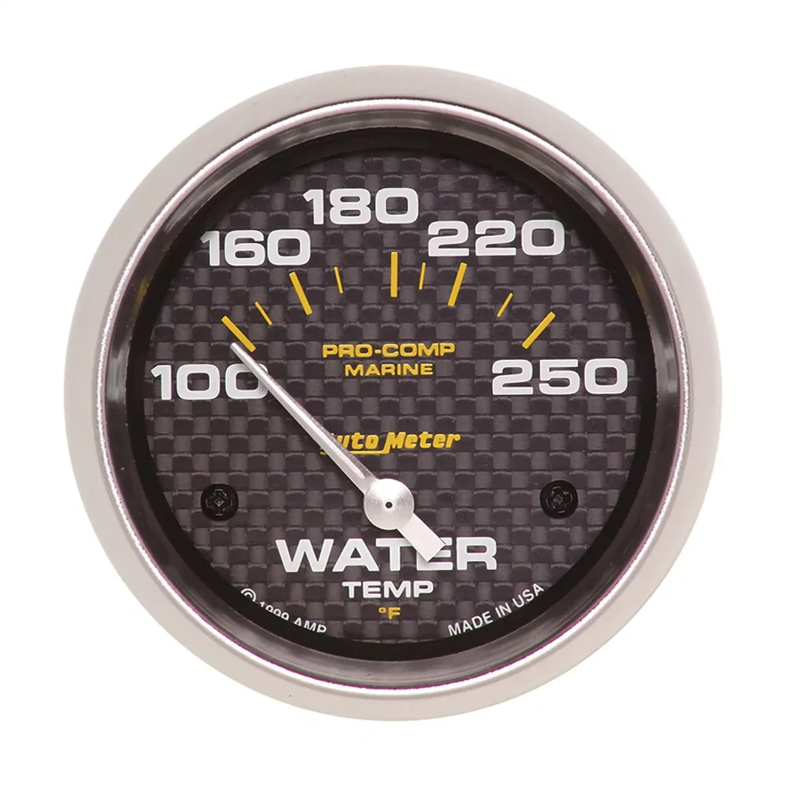 GAUGE; WATER TEMP; 2 5/8in.; 100-250deg.F; ELECTRIC; MARINE CARBON FIBER