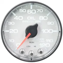 GAUGE; OIL PRESS; 2 1/16in.; 120PSI; STEPPER MOTOR W/PEAK/WARN; WHT/BLK; SPEK image 2