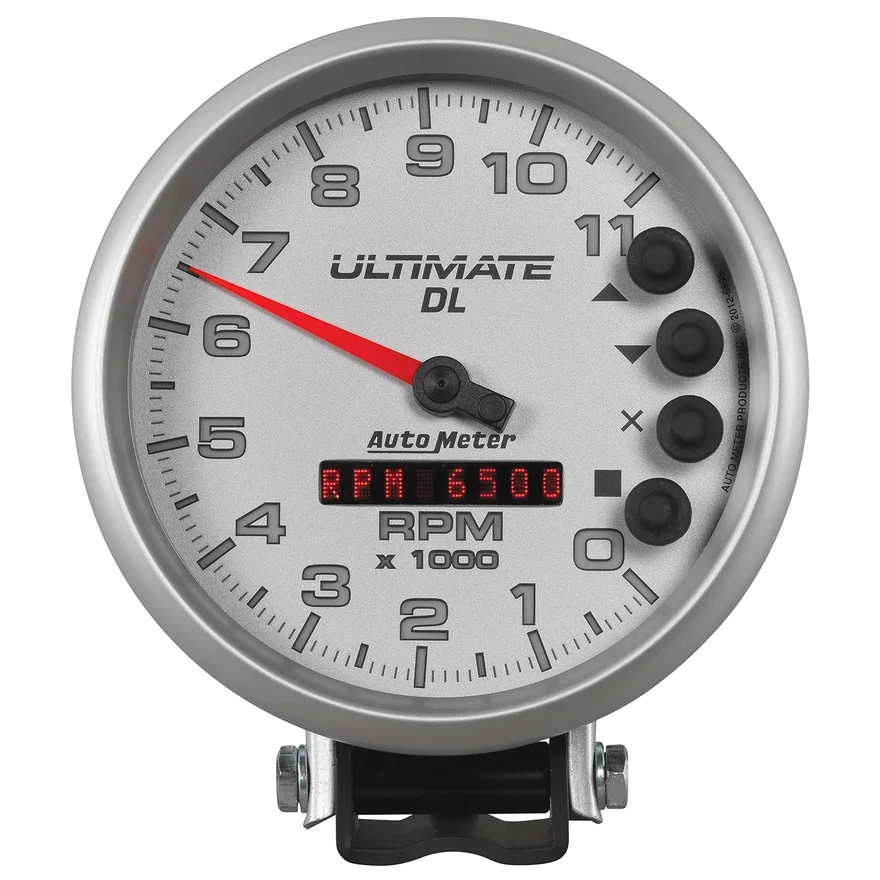 GAUGE; TACH; 5in.; 11K RPM; PEDESTAL; DATALOGGING; ULTIMATE DL PLAYBACK; SILVER