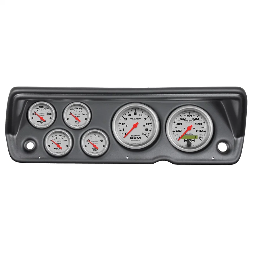 DIRECT FIT DASH KIT; ABODY/DUSTER/DEMON/DART 70-76; TACH/MPH/FUEL/OILP/WTMP/VOLT