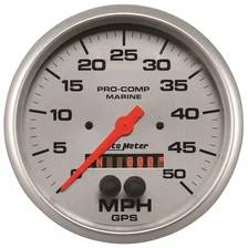 GAUGE; SPEEDOMETER; 5in.; 50MPH; GPS; MARINE SILVER image 1