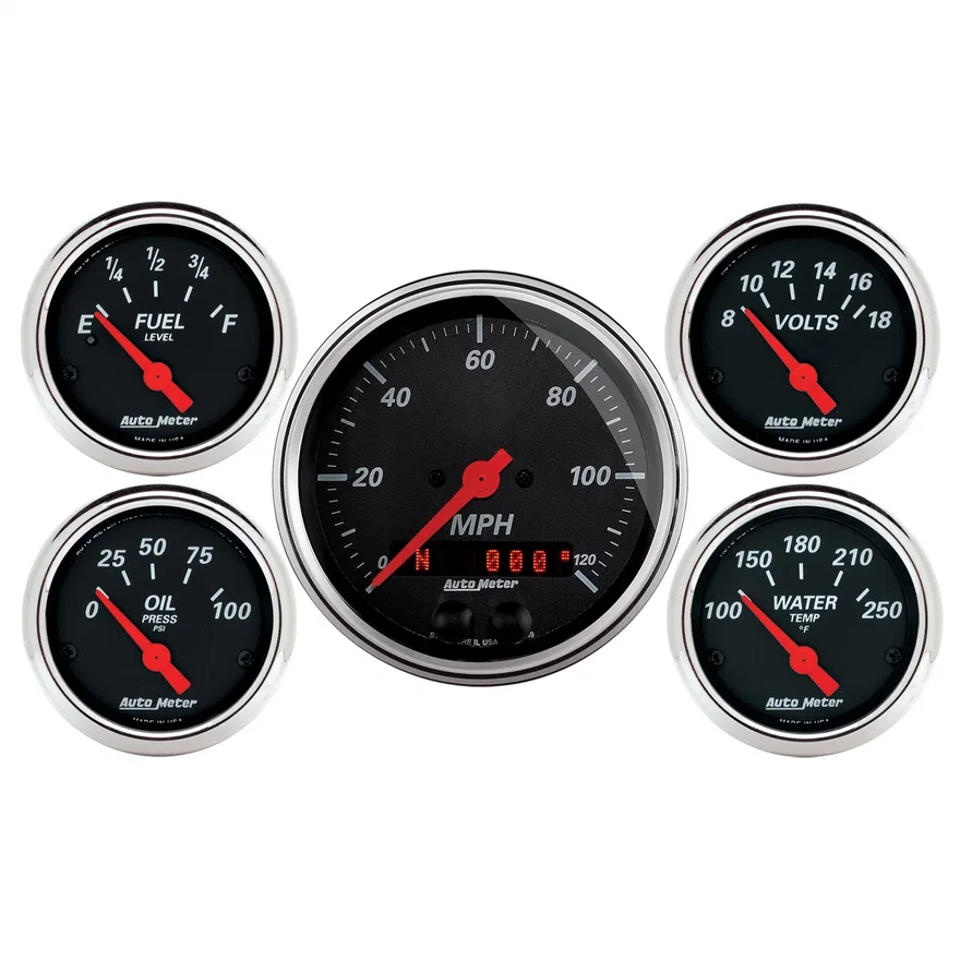 GAUGE KIT; 5 PC.; 3 3/8in./2 1/16in.; GPS SPEEDOMETER; DESIGNER BLACK
