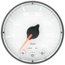 GAUGE; BOOST; 2 1/16in.; 35PSI; STEPPER MOTOR W/PEAK/WARN; WHITE/BLACK; SPEK-PRO image 2