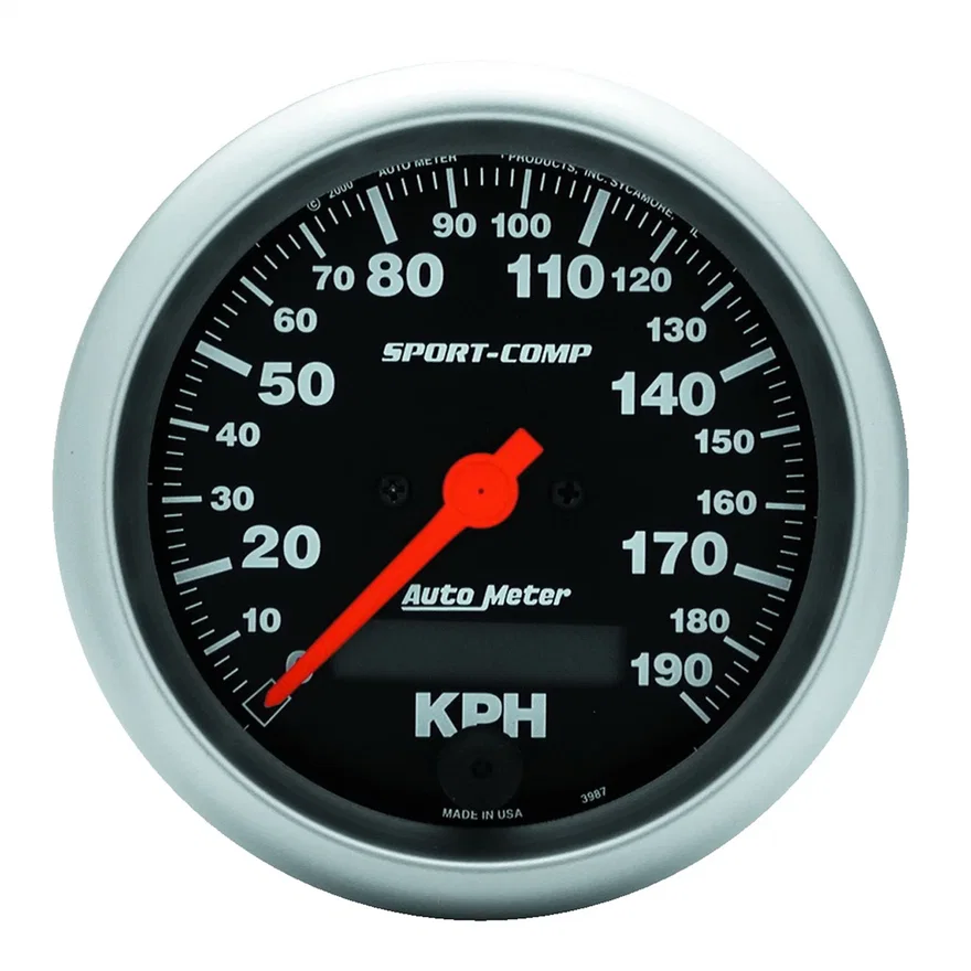 GAUGE; SPEEDOMETER; 3 3/8in.; 190KM/H; ELEC. PROG. W/LCD ODO; SPORT-COMP
