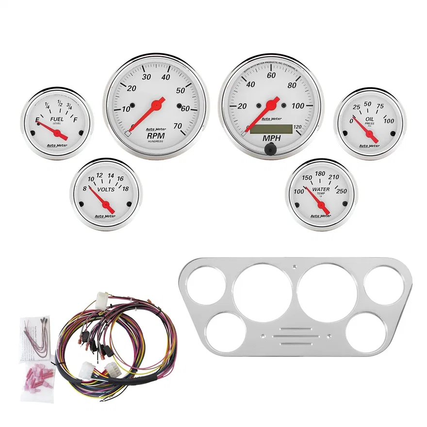 DIRECT FIT DASH KIT; FORD TRUCK 53-55; TACH/MPH/FUEL/OILP/WTMP/VOLT; AW