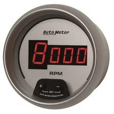 GAUGE; TACH; 3 3/8in.; 10K RPM; IN-DASH; DIGITAL; SILVER DIAL W/RED LED image 2