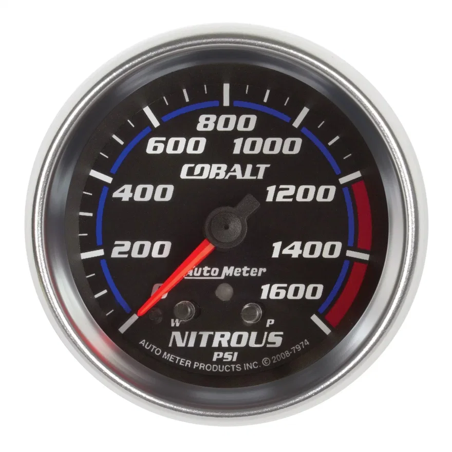 GAUGE; NITROUS PRESS; 2 5/8in.; 1600PSI; STEPPER MOTOR W/PEAK/WARN; COBALT