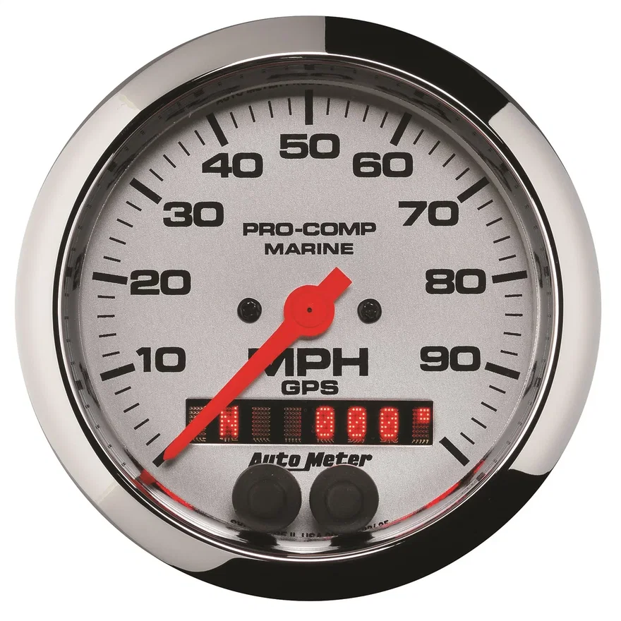 GAUGE; SPEEDOMETER; 3 3/8in.; 100MPH; GPS; MARINE CHROME