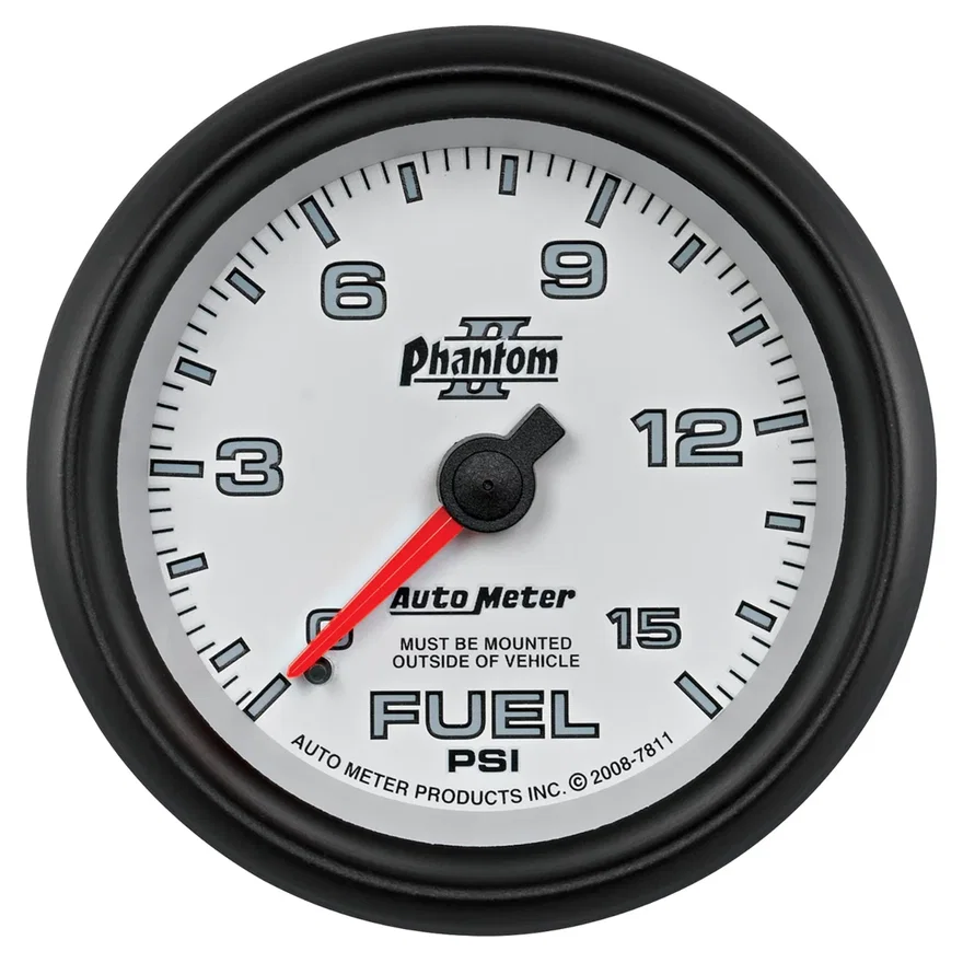 GAUGE; FUEL PRESSURE; 2 5/8in.; 15PSI; MECHANICAL; PHANTOM II