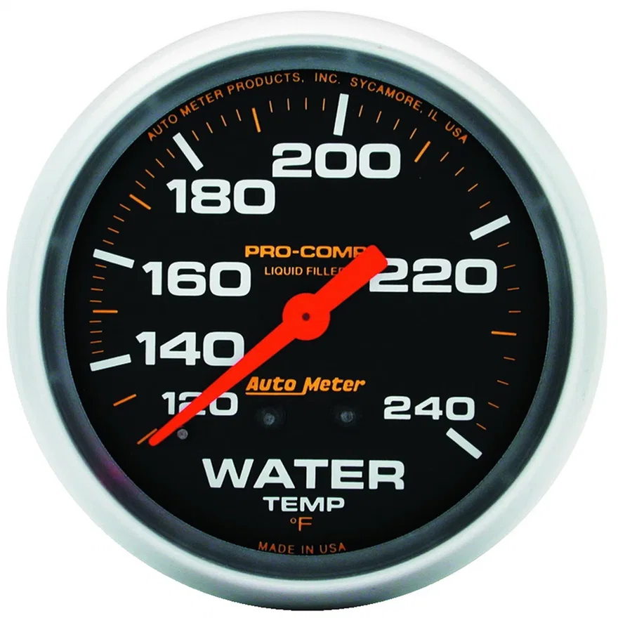 GAUGE; WATER TEMP; 2 5/8in.; 120-240deg.F; LIQUID FILLED MECH; PRO-COMP