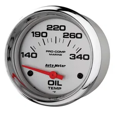GAUGE; OIL TEMP; 2 5/8in.; 140-300deg.F; ELECTRIC; MARINE CHROME image 2