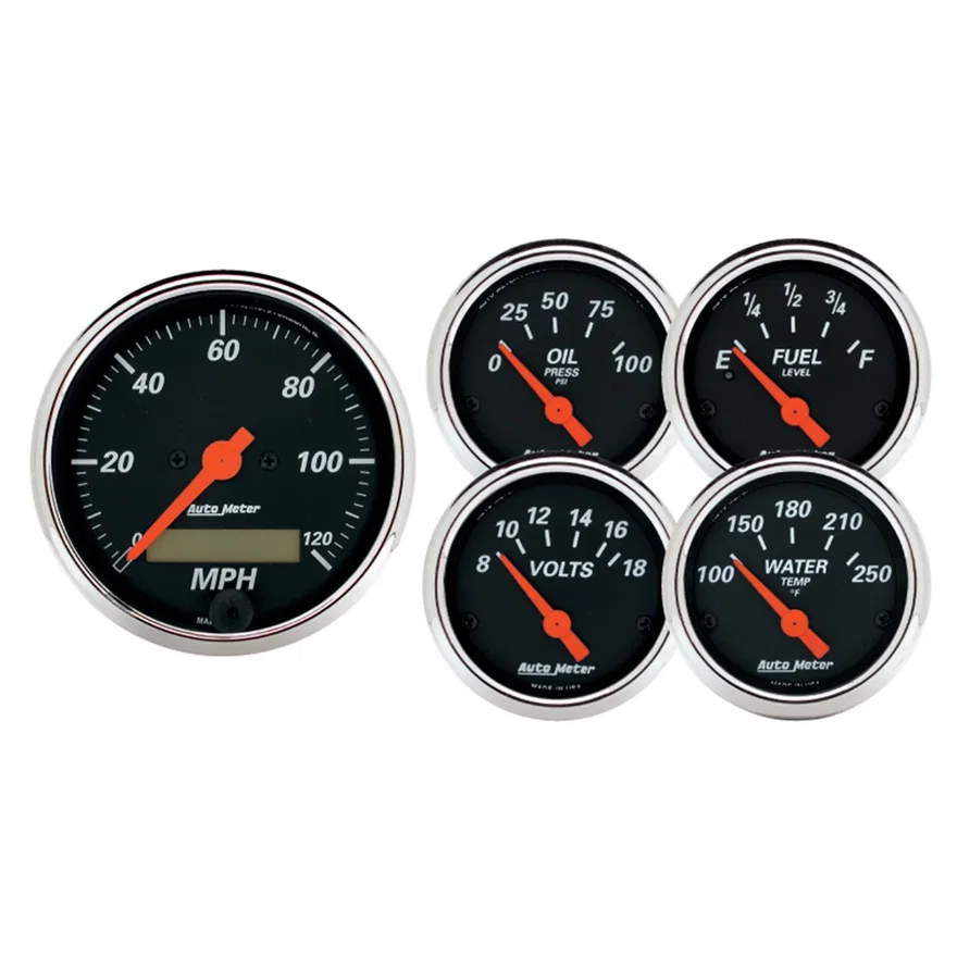 GAUGE KIT; 5 PC.; 3 1/8in./2 1/16in.; ELEC. SPEEDOMETER; DESIGNER BLACK