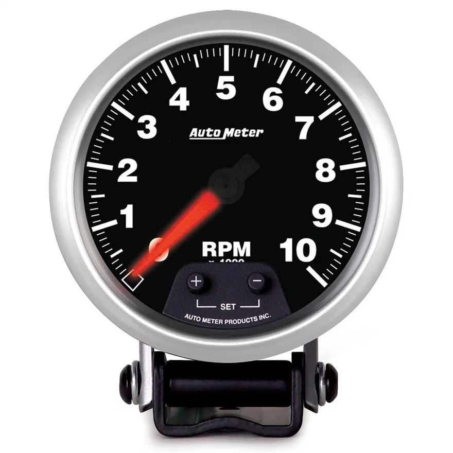 GAUGE; TACH; 3 3/4in.; 10K RPM; PEDESTAL W/SHIFT LIGHT/PEAK MEM; ELITE