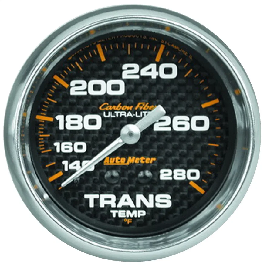 GAUGE; TRANSMISSION TEMP; 2 5/8in.; 140-280deg.F; MECHANICAL; CARBON FIBER