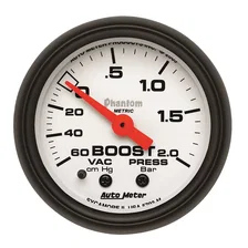 GAUGE; VAC/BOOST; 2 1/16in.; 60CMHG-2.0BAR; MECHANICAL; PHANTOM image 1