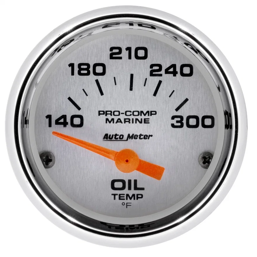 GAUGE; OIL TEMP; 2 1/16in.; 140-300deg.F; ELECTRIC; MARINE CHROME