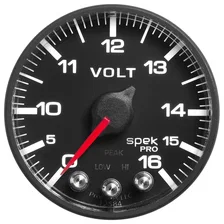 GAUGE; VOLTMETER; 2 1/16in.; 16V; STEPPER MOTOR W/PEAK/WARN; BLK/BLK; SPEK-PRO image 2