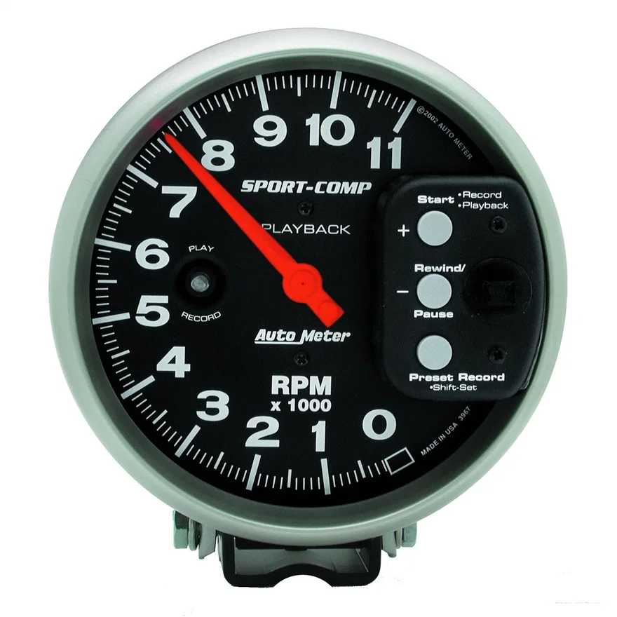 GAUGE; TACHOMETER; 5in.; 11K RPM; PEDESTAL W/RPM PLAYBACK; SPORT-COMP