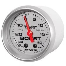 GAUGE; VAC/BOOST; 2 1/16in.; 30INHG-20PSI; MECHANICAL; MARINE SILVER image 2