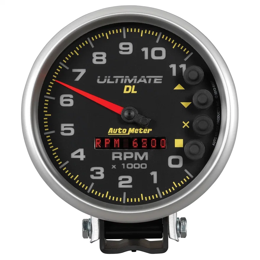 GAUGE; TACH; 5in.; 11K RPM; PEDESTAL; DATALOGGING; ULTIMATE DL PLAYBACK; BLACK