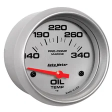GAUGE; OIL TEMP; 2 5/8in.; 140-300deg.F; ELECTRIC; MARINE SILVER image 3