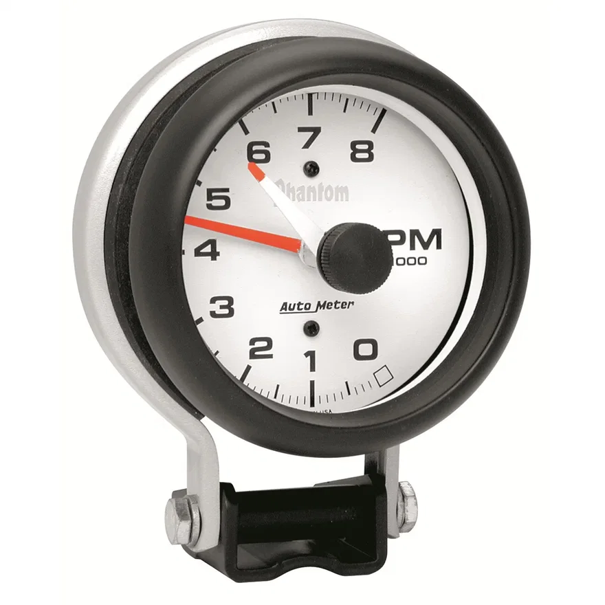 GAUGE; TACHOMETER; 3 3/4in.; 8K RPM; PEDESTAL W/RED LINE; PHANTOM