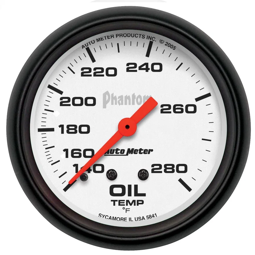 GAUGE; OIL TEMP; 2 5/8in.; 140-280deg.F; MECHANICAL; PHANTOM