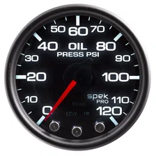 GAUGE; OIL PRESS; 2 1/16in.; 120PSI; STEPPER MOTOR W/PK/WRN; BLK/SMKE/BLK; SPEK image 2