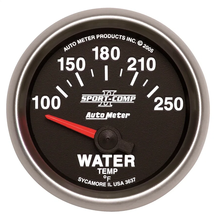 GAUGE; WATER TEMP; 2 1/16in.; 100-250deg.F; ELECTRIC; SPORT-COMP II