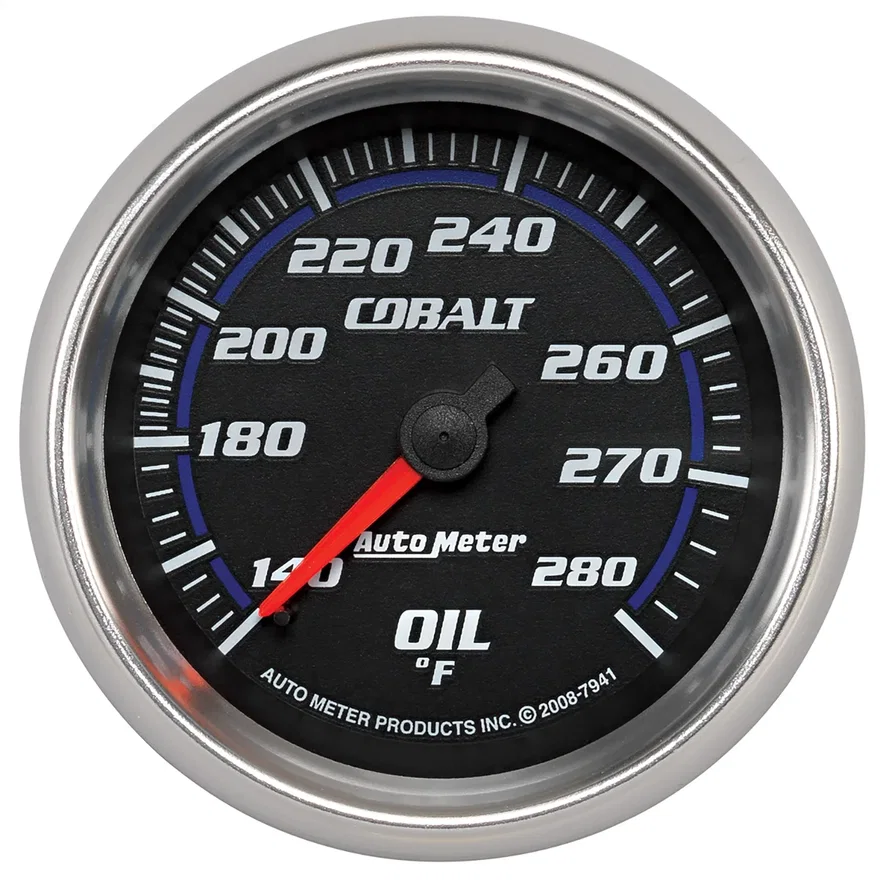GAUGE; OIL TEMP; 2 5/8in.; 140-280deg.F; MECHANICAL; COBALT
